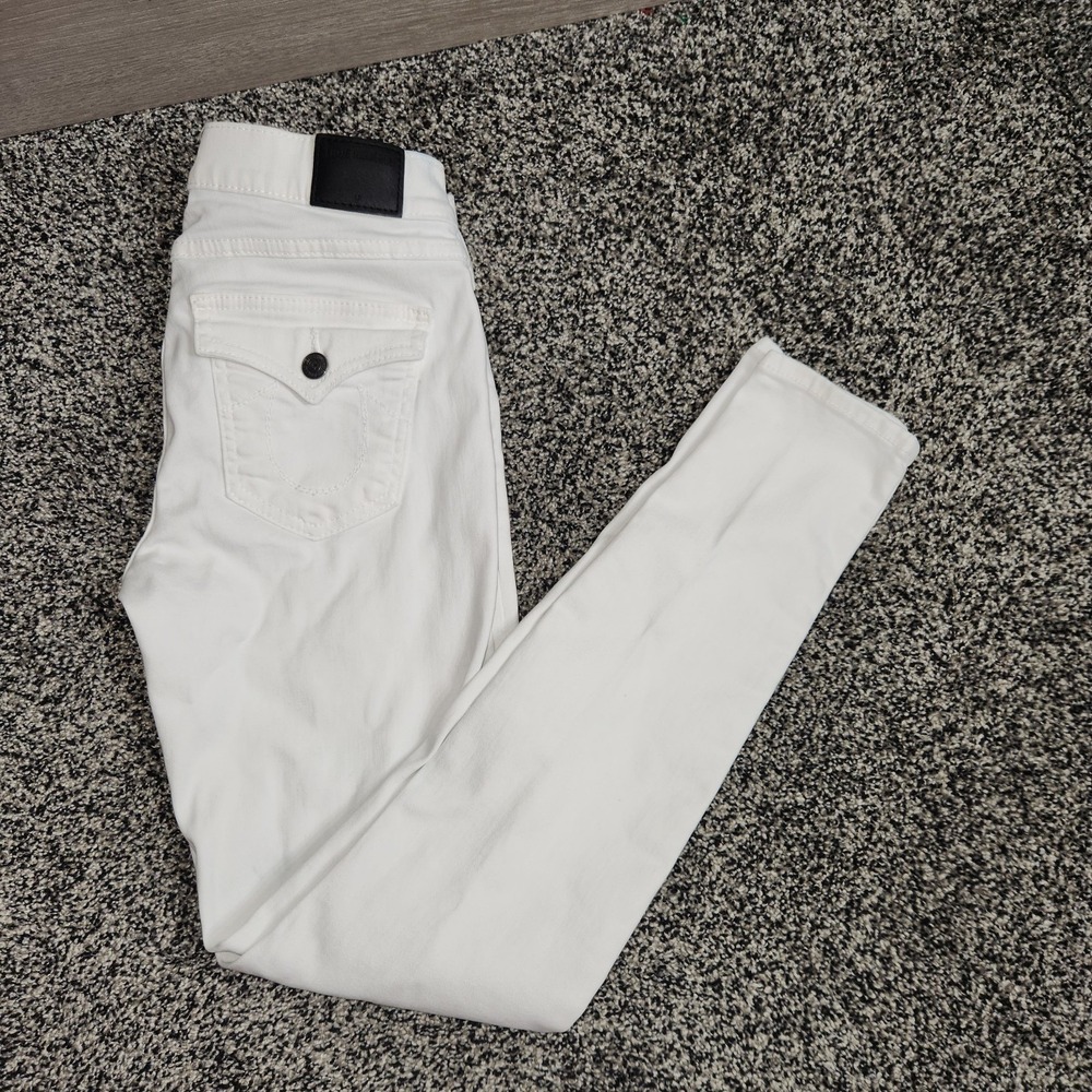 True Religion Casey Low Rise Super Skinny White Jeans Womens Size 29 Preppy Chic